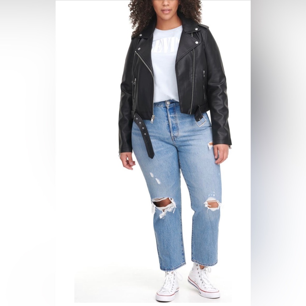 Levi’s faux belted faux plus size leather Moto jacket